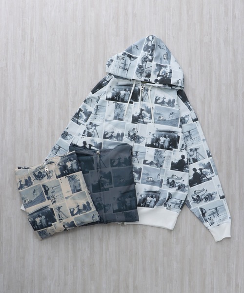 The Endless Summer（エンドレスサマー）の「TES HISTORY ALLOVER ZIP PK / ジップパーカー（パーカー・メンズ・ホワイト/ライトグレー/サンドベージュ・SMALL/X-LARGE/LARGE/MEDIUM）」の4枚目の写真