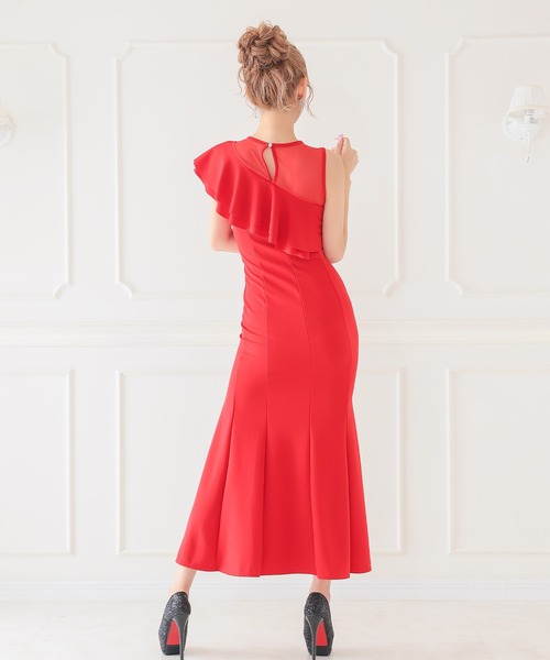 キャバドレス タイトロングドレス シンプル 大人 スリット