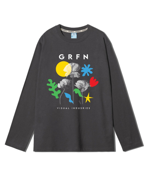 GRANFINNY(グランフィニ)の「ビジュアルグラフィックレギュラーロングスリーブ-グレー(Tシャツ/カットソー・レディース・ダークグレー・MEDIUM/LARGE/X-LARGE)」の1枚目の写真