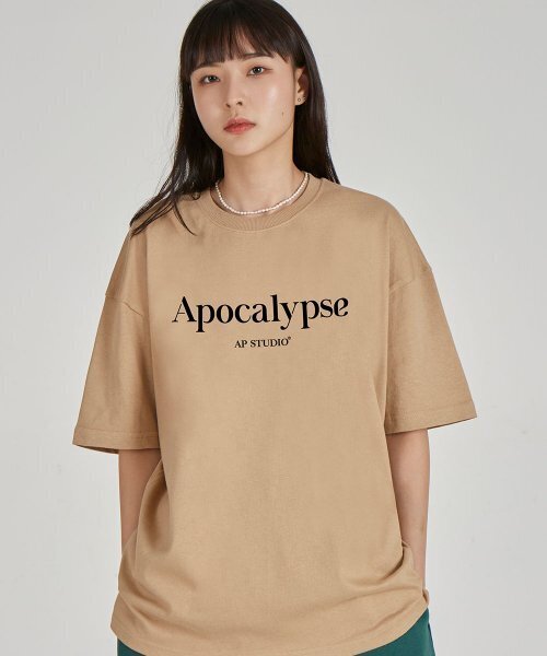 ASTRAL PROJECTION(アストラルプロジェクション)の「アポカリプスラウンドネック 15番手綿半袖Tシャツ_ベージュ(Tシャツ/カットソー・レディース・その他・LARGE/MEDIUM/X-LARGE)」の1枚目の写真