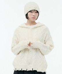 TUOMIO（トゥオミオ）の「DAMAGED CABLE CARDIGAN [CREAM]（カーディガン/ボレロ）」