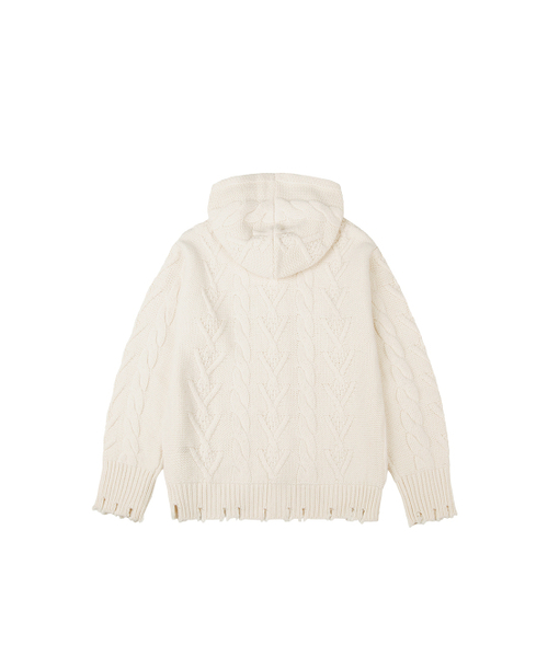 TUOMIO（トゥオミオ）の「DAMAGED CABLE CARDIGAN [CREAM]（カーディガン/ボレロ・レディース・その他・1/2）」の3枚目の写真