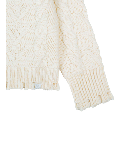 TUOMIO（トゥオミオ）の「DAMAGED CABLE CARDIGAN [CREAM]（カーディガン/ボレロ・レディース・その他・1/2）」の5枚目の写真