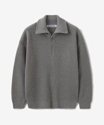 BLOND9（ブロンドナイン）の「ハーフジップリブニットトップ_グレー（ニット/セーター）」