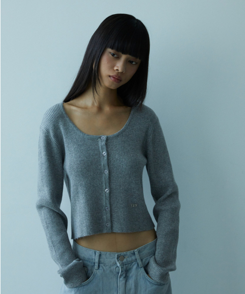 DEHEVE（デヘヴェ）の「Round Ribbed Cardigan [Gray]（カーディガン/ボレロ・レディース・グレー・FREE）」の6枚目の写真
