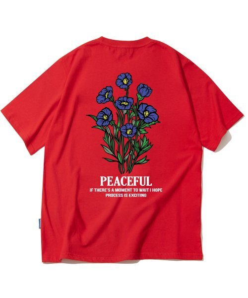 TRIPSHION(トリップション)の「ブルーフラワーバンドルグラフィックTシャツ - レッド(Tシャツ/カットソー・メンズ・その他・LARGE/MEDIUM/X-LARGE)」の1枚目の写真