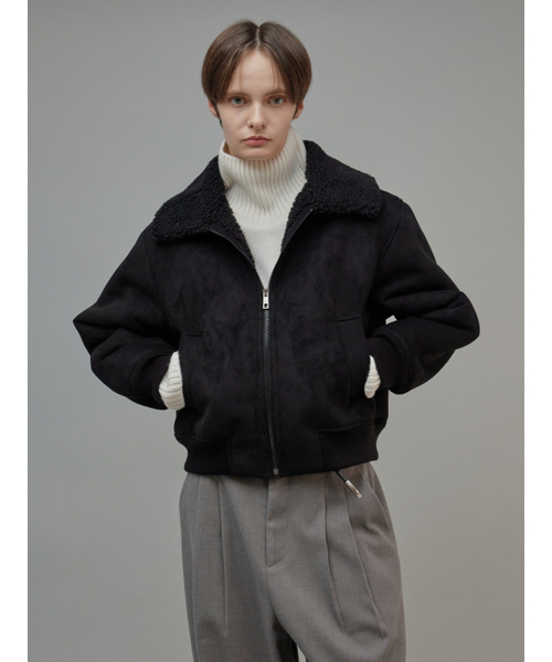 FROMWHERE(フロムウェア)の「Soft Shearing Bomber Jacket Black(ブルゾン・レディース・その他・FREE)」の2枚目の写真