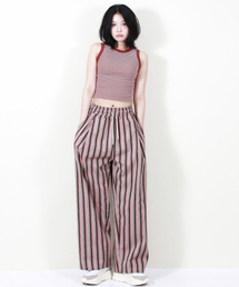 VINTAGE STRIPE WIDE PANTS DUSTY PINK