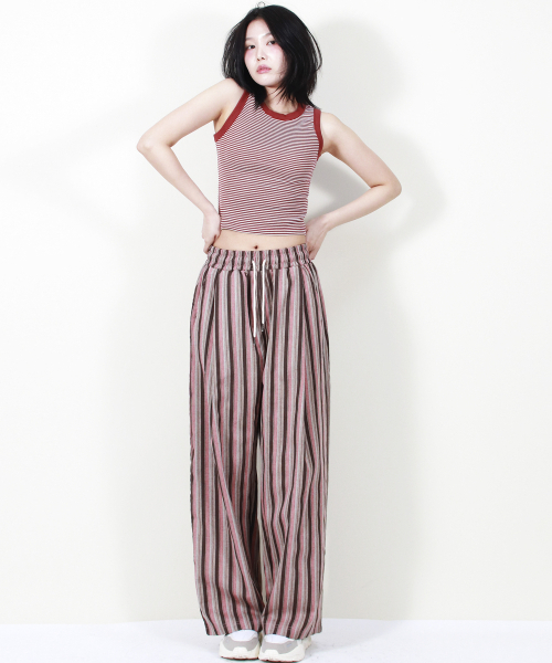 DEMARC(ドゥマーク)の「VINTAGE STRIPE WIDE PANTS DUSTY PINK(その他パンツ・レディース・その他・LARGE/MEDIUM)」の2枚目の写真