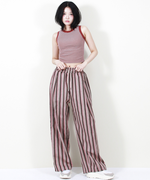 DEMARC(ドゥマーク)の「VINTAGE STRIPE WIDE PANTS DUSTY PINK(その他パンツ・レディース・その他・LARGE/MEDIUM)」の3枚目の写真