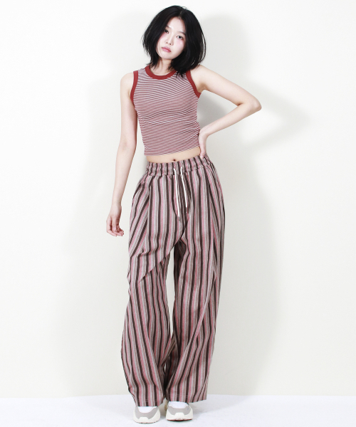 DEMARC(ドゥマーク)の「VINTAGE STRIPE WIDE PANTS DUSTY PINK(その他パンツ・レディース・その他・LARGE/MEDIUM)」の4枚目の写真