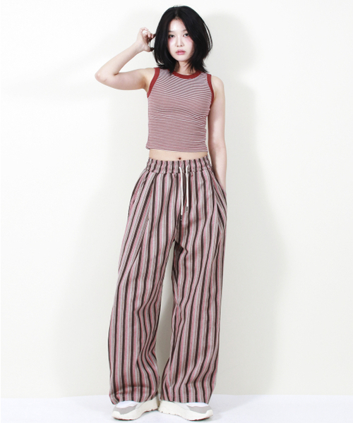 DEMARC(ドゥマーク)の「VINTAGE STRIPE WIDE PANTS DUSTY PINK(その他パンツ・レディース・その他・LARGE/MEDIUM)」の7枚目の写真