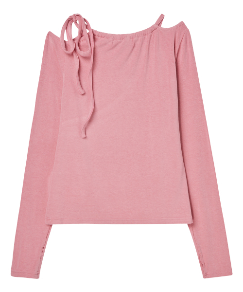 DELICCENT（デリセント）の「カットアウトスリムTシャツ[PINK]（Tシャツ/カットソー・レディース・ピンク・FREE）」の3枚目の写真