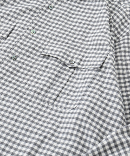 PORTER CLASSIC（ポータークラシック）の「PORTER CLASSIC/ポータークラシック ROLL UP FLANNEL GINGHAM CHECK SHIRT（シャツ/ブラウス・メンズ・チャコールグレー・MEDIUM/LARGE）」の3枚目の写真