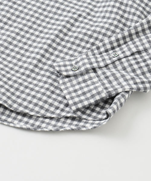 PORTER CLASSIC（ポータークラシック）の「PORTER CLASSIC/ポータークラシック ROLL UP FLANNEL GINGHAM CHECK SHIRT（シャツ/ブラウス・メンズ・チャコールグレー・MEDIUM/LARGE）」の4枚目の写真