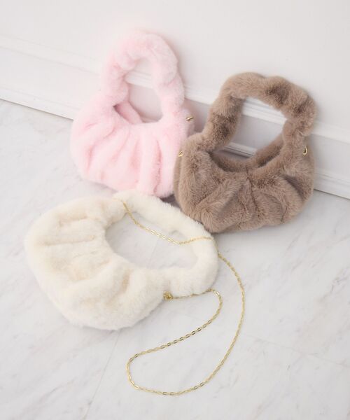 ems excite（エムズエキサイト）の「Fファーバッグ（ハンドバッグ・レディース・ピンク/ブラウン/オフホワイト・ONE SIZE）」の10枚目の写真