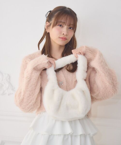 ems excite（エムズエキサイト）の「Fファーバッグ（ハンドバッグ・レディース・ピンク/ブラウン/オフホワイト・ONE SIZE）」の13枚目の写真