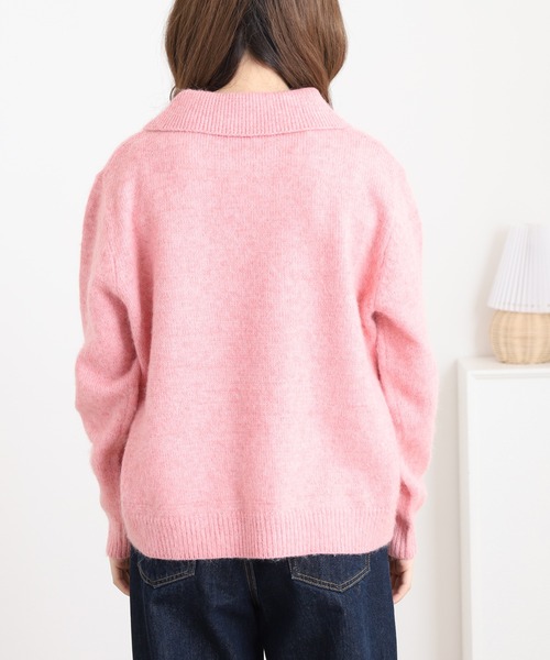 EGLANTINE(エグランティーヌ)の「EGLANTINE 襟付きプルオーバーニット(ニット/セーター・レディース・サーモンピンク/オフホワイト/グレー・38)」の6枚目の写真