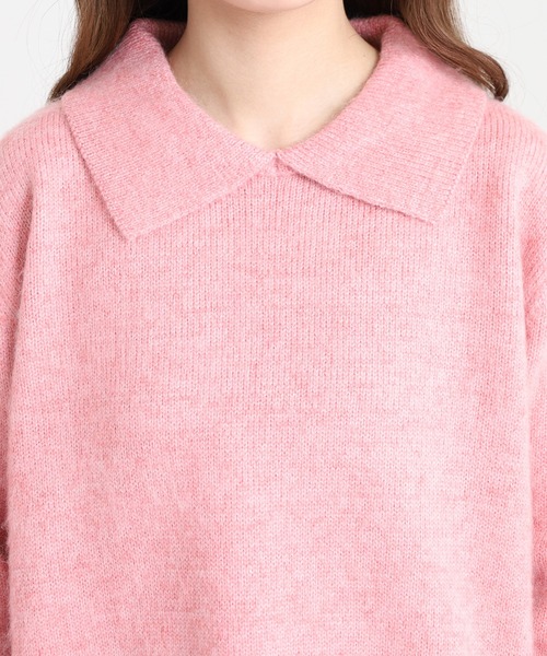 EGLANTINE(エグランティーヌ)の「EGLANTINE 襟付きプルオーバーニット(ニット/セーター・レディース・サーモンピンク/オフホワイト/グレー・38)」の7枚目の写真