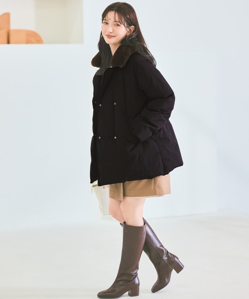 COHINA（コヒナ）の「【KAWADA FEATHER/撥水】2wayカラーダウン 【低身長・小柄女性】（ダウンジャケット/コート・レディース・ベージュ/ブラック・ONE SIZE）」の5枚目の写真
