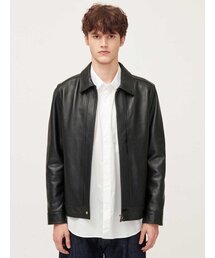 SLOWUNIVERSE（スローユニバース）の「MEN LAMBSKIN HIDDEN POCKET BLOUSON JACKET (BLACK)（ライダースジャケット）」