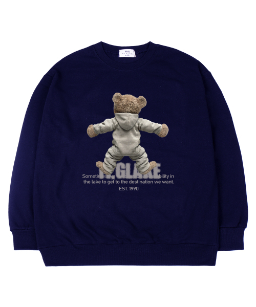 TI.GLAKE(ティーグレイク)の「ベアフードパーカー オーバーサイズ スウェット Tシャツ ネイビー(スウェット・レディース・その他・MEDIUM/LARGE/XX-LARGE/X-LARGE)」の1枚目の写真