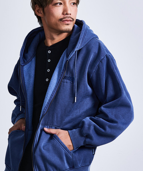 THRASHER(スラッシャー)の「『THRASHER/スラッシャー』裏起毛ピグメントロゴ刺繍ダブルZIPパーカー【Z】(パーカー・メンズ・グレー/ブラウン/チャコール/ネイビー・M/L)」の4枚目の写真