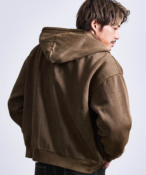 THRASHER(スラッシャー)の「『THRASHER/スラッシャー』裏起毛ピグメントロゴ刺繍ダブルZIPパーカー【Z】(パーカー・メンズ・グレー/ブラウン/チャコール/ネイビー・M/L)」の3枚目の写真