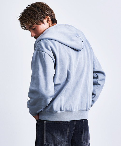 THRASHER(スラッシャー)の「『THRASHER/スラッシャー』裏起毛ピグメントロゴ刺繍ダブルZIPパーカー【Z】(パーカー・メンズ・グレー/ブラウン/チャコール/ネイビー・M/L)」の6枚目の写真