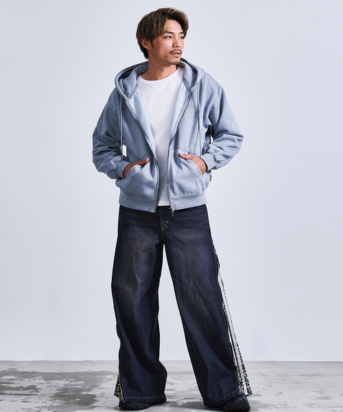 THRASHER(スラッシャー)の「『THRASHER/スラッシャー』裏起毛ピグメントロゴ刺繍ダブルZIPパーカー【Z】(パーカー・メンズ・グレー/ブラウン/チャコール/ネイビー・M/L)」の8枚目の写真