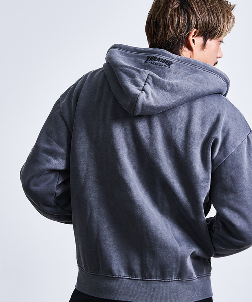 THRASHER(スラッシャー)の「『THRASHER/スラッシャー』裏起毛ピグメントロゴ刺繍ダブルZIPパーカー【Z】(パーカー・メンズ・グレー/ブラウン/チャコール/ネイビー・M/L)」の9枚目の写真
