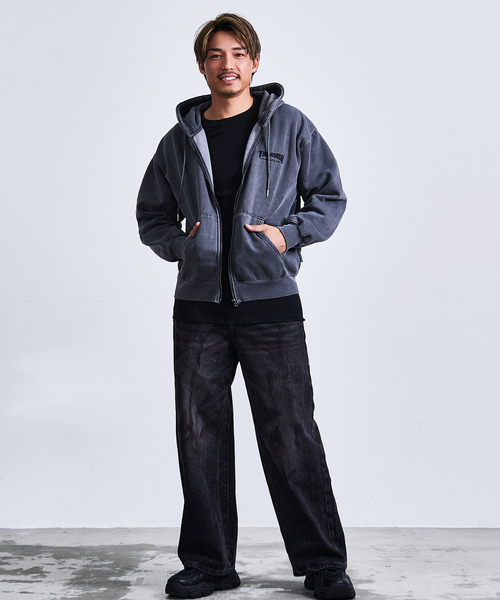 THRASHER(スラッシャー)の「『THRASHER/スラッシャー』裏起毛ピグメントロゴ刺繍ダブルZIPパーカー【Z】(パーカー・メンズ・グレー/ブラウン/チャコール/ネイビー・M/L)」の11枚目の写真
