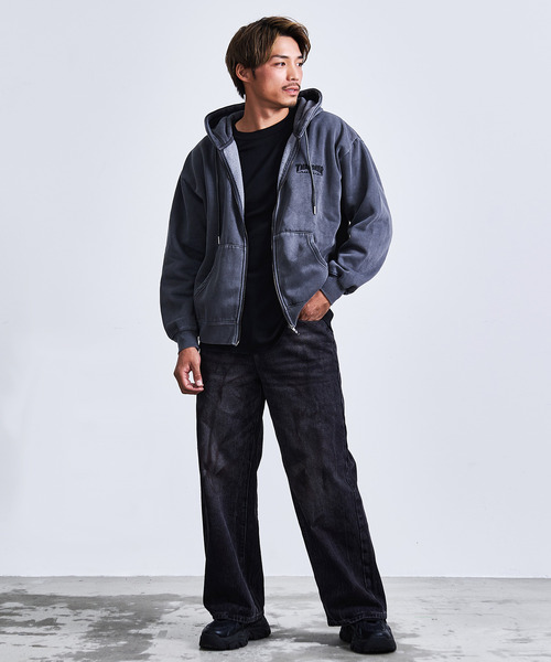 THRASHER(スラッシャー)の「『THRASHER/スラッシャー』裏起毛ピグメントロゴ刺繍ダブルZIPパーカー【Z】(パーカー・メンズ・グレー/ブラウン/チャコール/ネイビー・M/L)」の12枚目の写真