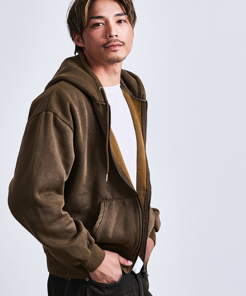 THRASHER(スラッシャー)の「『THRASHER/スラッシャー』裏起毛ピグメントロゴ刺繍ダブルZIPパーカー【Z】(パーカー・メンズ・グレー/ブラウン/チャコール/ネイビー・M/L)」の13枚目の写真