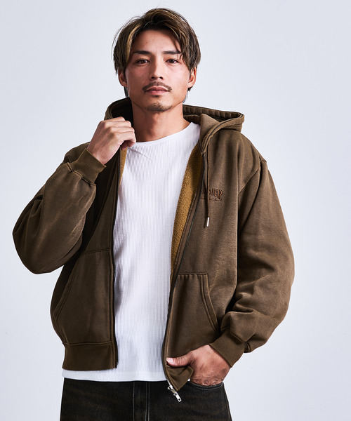 THRASHER(スラッシャー)の「『THRASHER/スラッシャー』裏起毛ピグメントロゴ刺繍ダブルZIPパーカー【Z】(パーカー・メンズ・グレー/ブラウン/チャコール/ネイビー・M/L)」の15枚目の写真