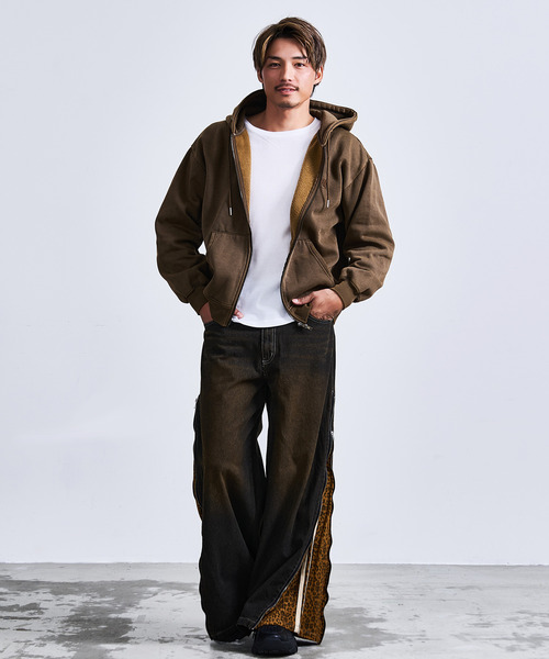 THRASHER(スラッシャー)の「『THRASHER/スラッシャー』裏起毛ピグメントロゴ刺繍ダブルZIPパーカー【Z】(パーカー・メンズ・グレー/ブラウン/チャコール/ネイビー・M/L)」の16枚目の写真