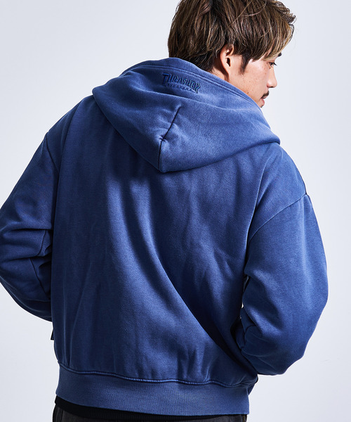 THRASHER(スラッシャー)の「『THRASHER/スラッシャー』裏起毛ピグメントロゴ刺繍ダブルZIPパーカー【Z】(パーカー・メンズ・グレー/ブラウン/チャコール/ネイビー・M/L)」の17枚目の写真