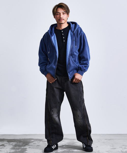 THRASHER(スラッシャー)の「『THRASHER/スラッシャー』裏起毛ピグメントロゴ刺繍ダブルZIPパーカー【Z】(パーカー・メンズ・グレー/ブラウン/チャコール/ネイビー・M/L)」の19枚目の写真