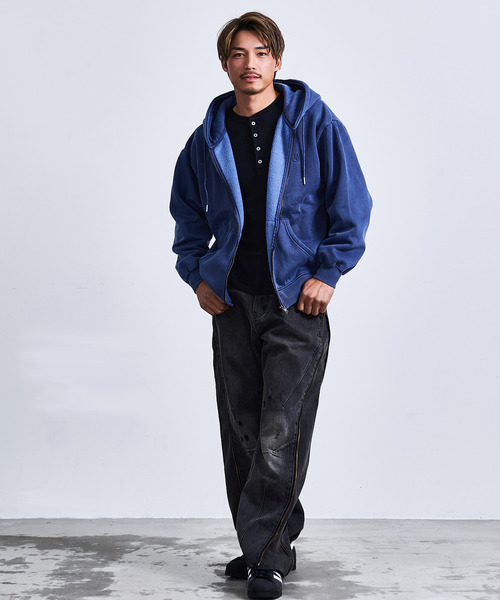 THRASHER(スラッシャー)の「『THRASHER/スラッシャー』裏起毛ピグメントロゴ刺繍ダブルZIPパーカー【Z】(パーカー・メンズ・グレー/ブラウン/チャコール/ネイビー・M/L)」の20枚目の写真