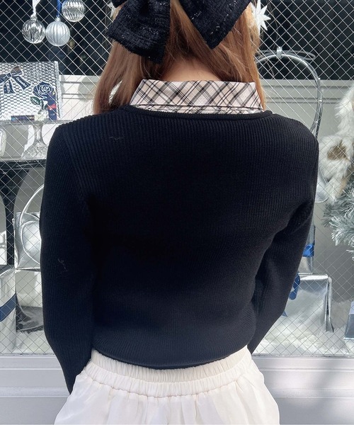 INGNI（イング）の「チェックシャツドッキングフロントリボンニット（ニット/セーター・レディース・ブラック系その他6/グレー系その他3・M）」の6枚目の写真