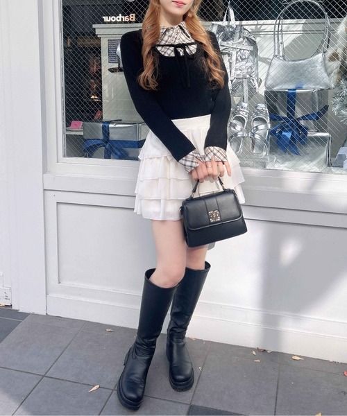 INGNI（イング）の「チェックシャツドッキングフロントリボンニット（ニット/セーター・レディース・ブラック系その他6/グレー系その他3・M）」の8枚目の写真