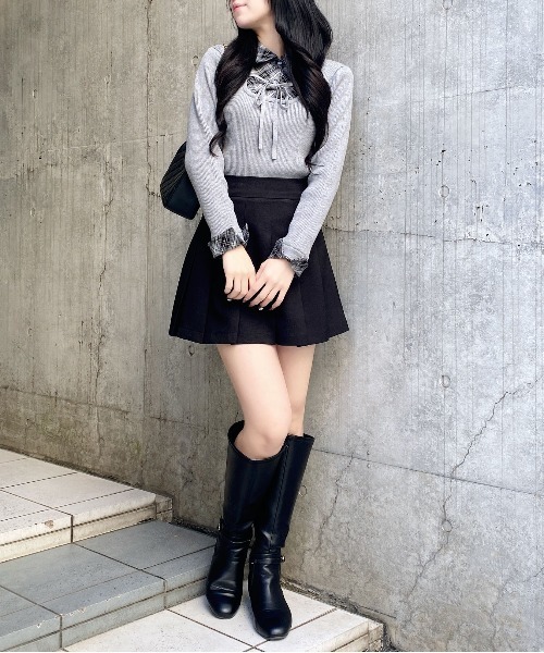 INGNI（イング）の「チェックシャツドッキングフロントリボンニット（ニット/セーター・レディース・ブラック系その他6/グレー系その他3・M）」の14枚目の写真