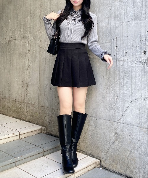 INGNI（イング）の「チェックシャツドッキングフロントリボンニット（ニット/セーター・レディース・ブラック系その他6/グレー系その他3・M）」の15枚目の写真