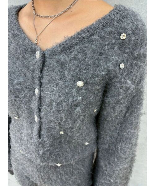 EVRIS（エヴリス）の「bijouシャギーニットロンパース（つなぎ/オールインワン・レディース・ホワイト/ブラック/グレー・FREE）」の16枚目の写真