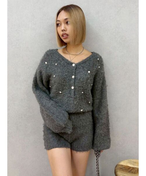 EVRIS（エヴリス）の「bijouシャギーニットロンパース（つなぎ/オールインワン・レディース・ホワイト/ブラック/グレー・FREE）」の17枚目の写真