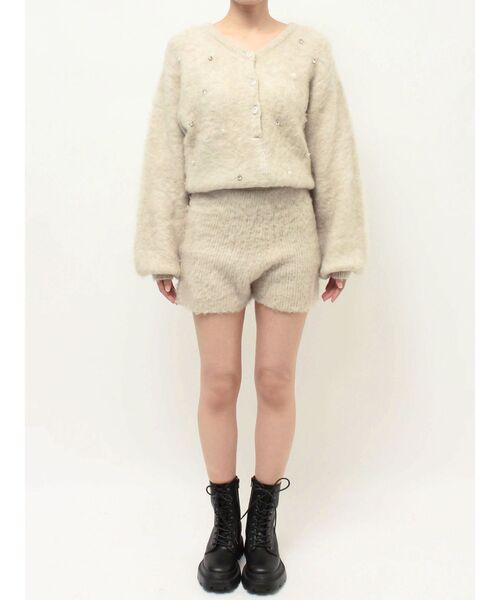 EVRIS（エヴリス）の「bijouシャギーニットロンパース（つなぎ/オールインワン・レディース・ホワイト/ブラック/グレー・FREE）」の10枚目の写真