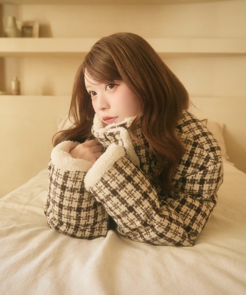 セール】チェック柄ボアライニングダウン（ダウンジャケット/コート