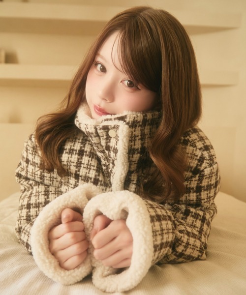 セール】チェック柄ボアライニングダウン（ダウンジャケット/コート