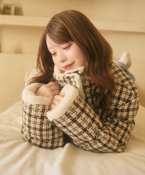 セール】チェック柄ボアライニングダウン（ダウンジャケット/コート