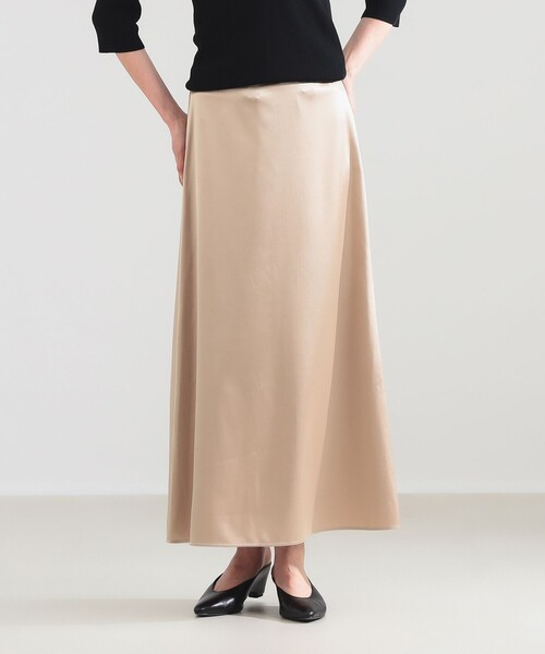 Demi-Luxe BEAMS（デミルクス ビームス）の「【4/2値下げ】トリアセ ポリエステル フラットサテン スカート（スカート・レディース・ベージュ/ネイビー・36/38）」の2枚目の写真